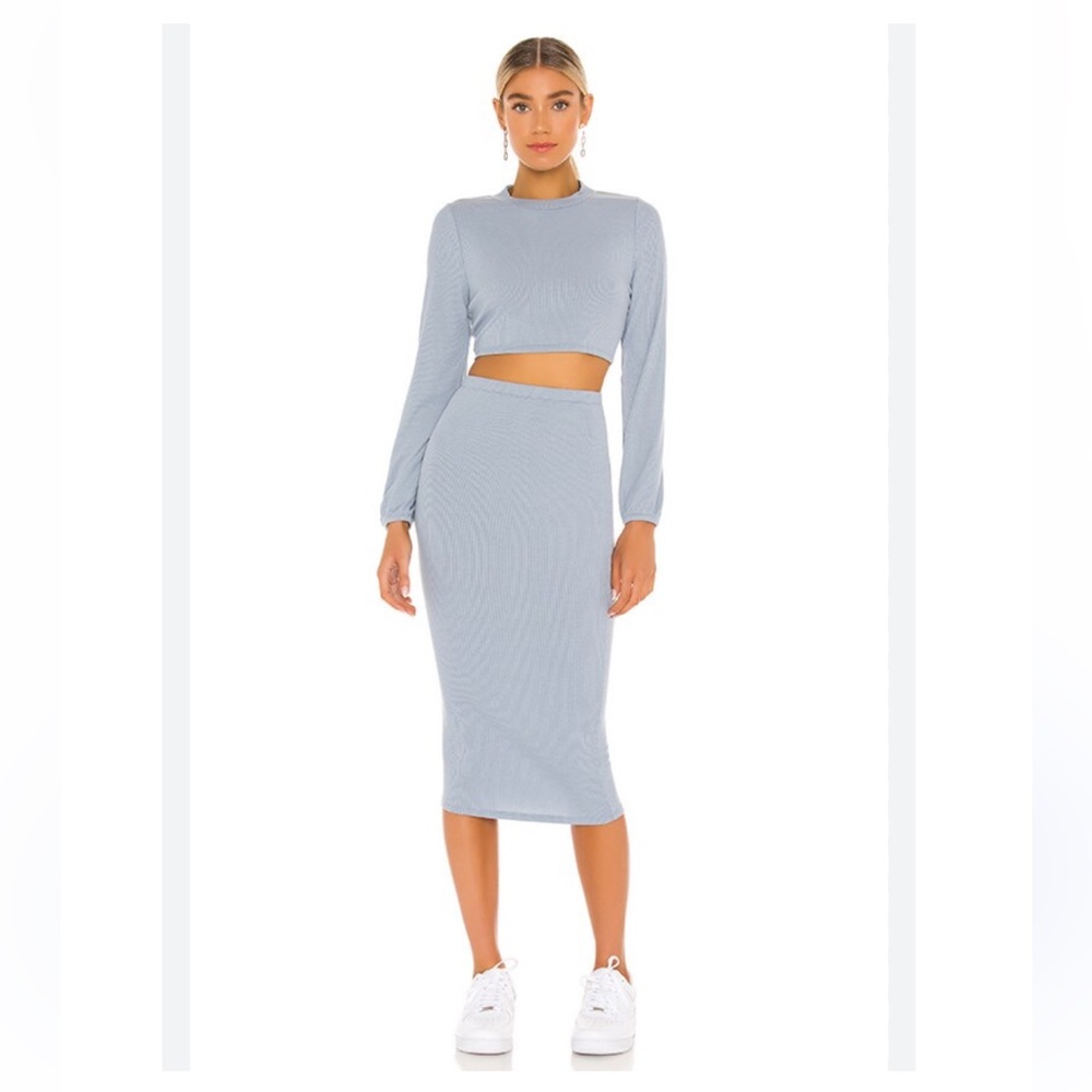 Revolve Superdown Lena Midi Set in Dusty Blue